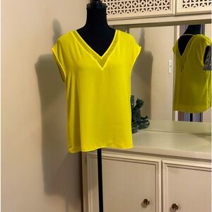 Express Neon Yellow V-neck Blouse Top